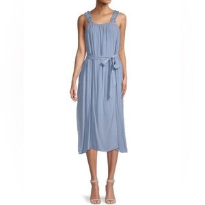 (B29) BOBEAU Shirred Strap Midi Dress,‎ Color: FOREVER BLUE, Size X-Small, NWT